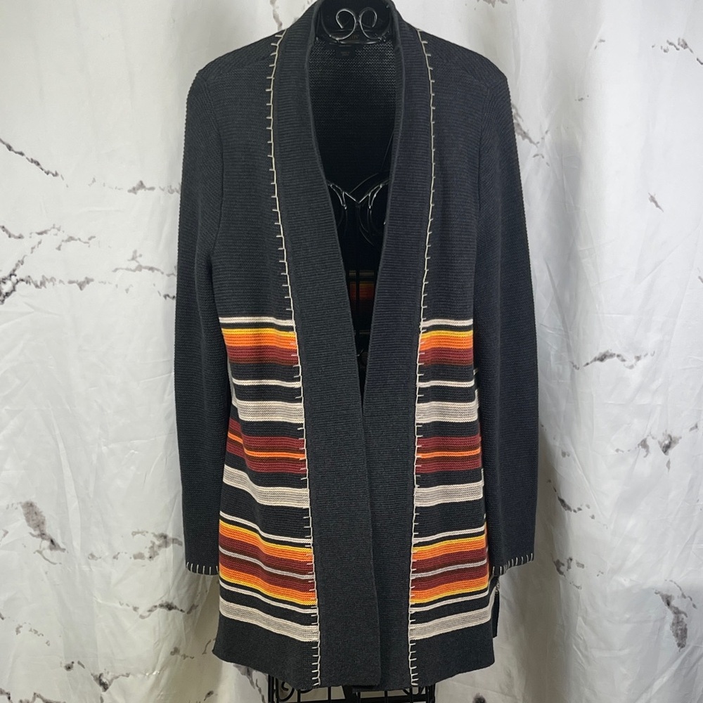 Pendleton Longline Open Front Cardigan Cotton Woo… - image 1